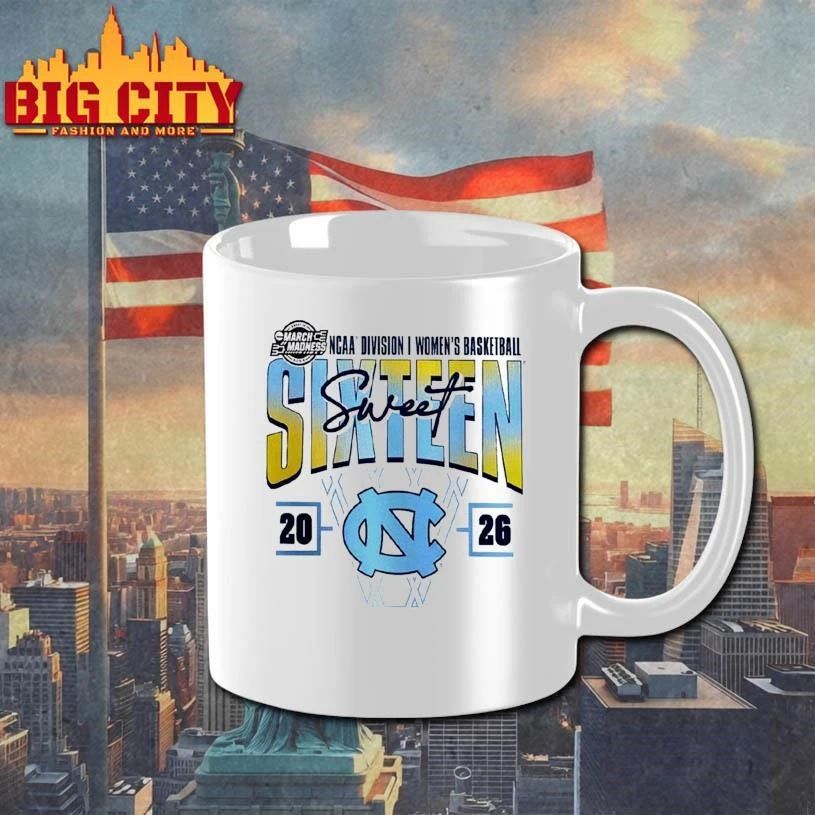 North Carolina Tar Heels 2026 NCAA Women’s Basketball Tournament March Madness Sweet 16 Court Shot College Shirt
