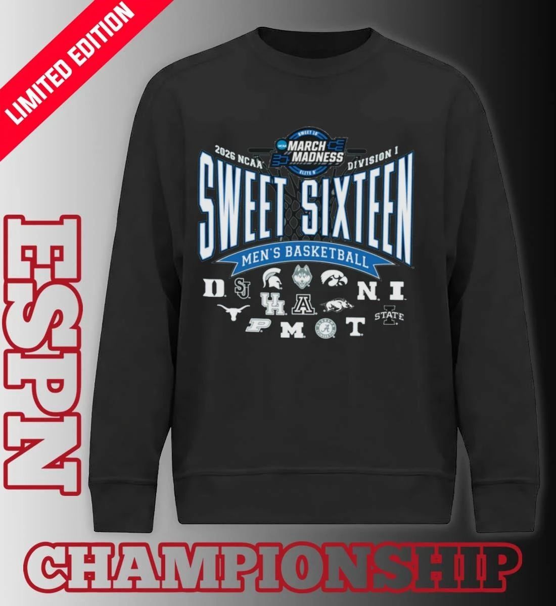 2026 NCAA DI Men’s Basketball Tournament Sweet Sixteen Teams Shirt