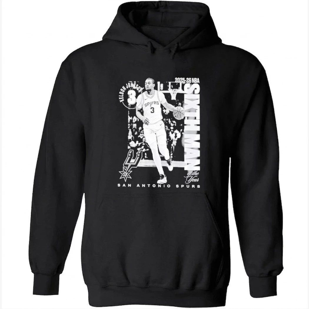 San Antonio Spurs Keldon Johnson Black 2025-26 NBA Sixth Man Legacy T-Shirt