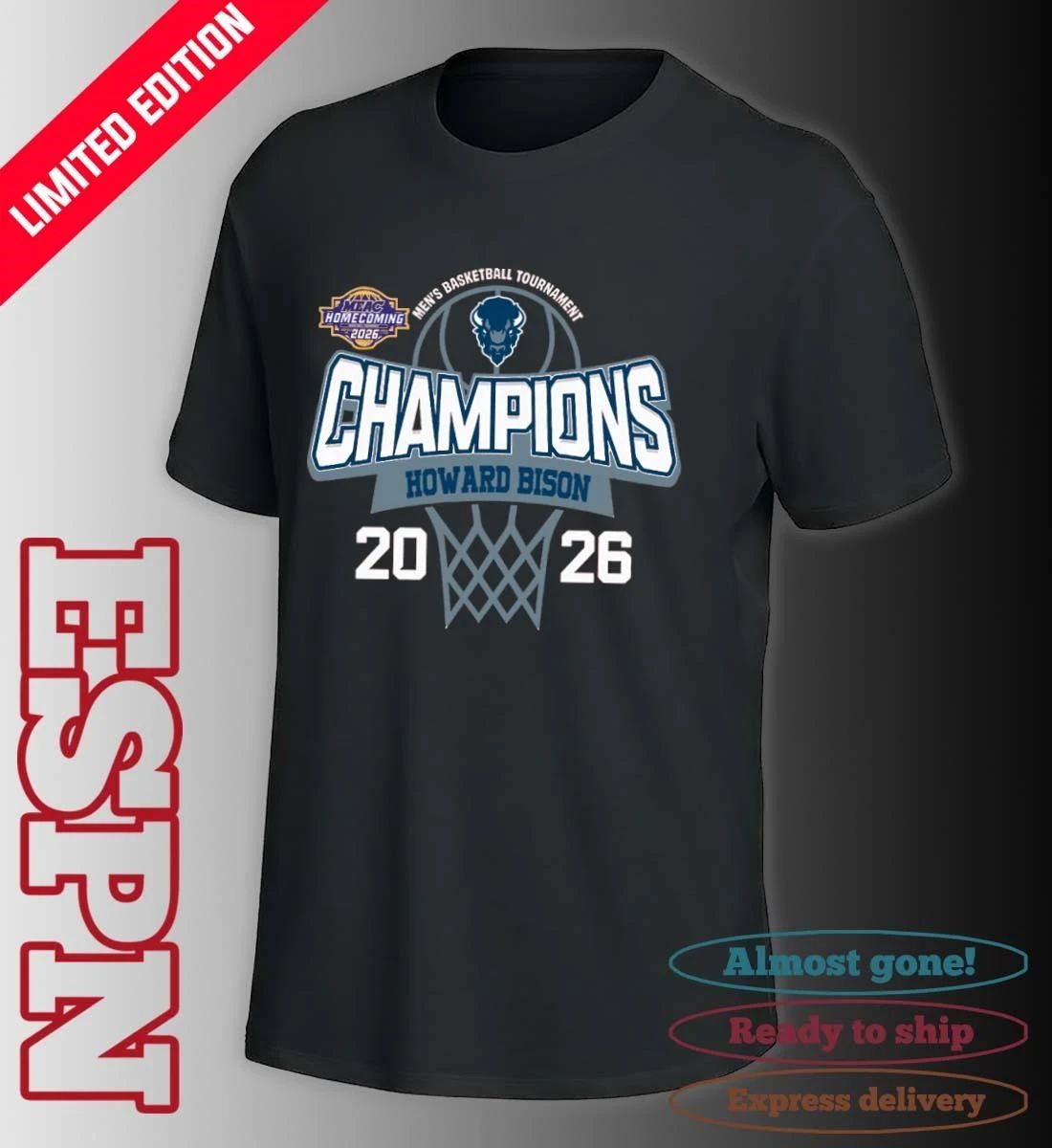 MEAC Men’s Basketball Tournament 2026 Champions Howard Bison T-Shirt