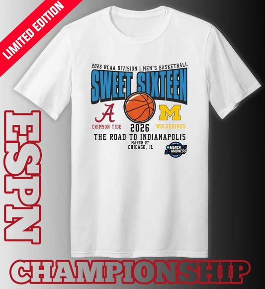 Alabama Vs Michigan 2026 NCAA DI Men’s Basketball Tournament Sweet Sixteen T-Shirt