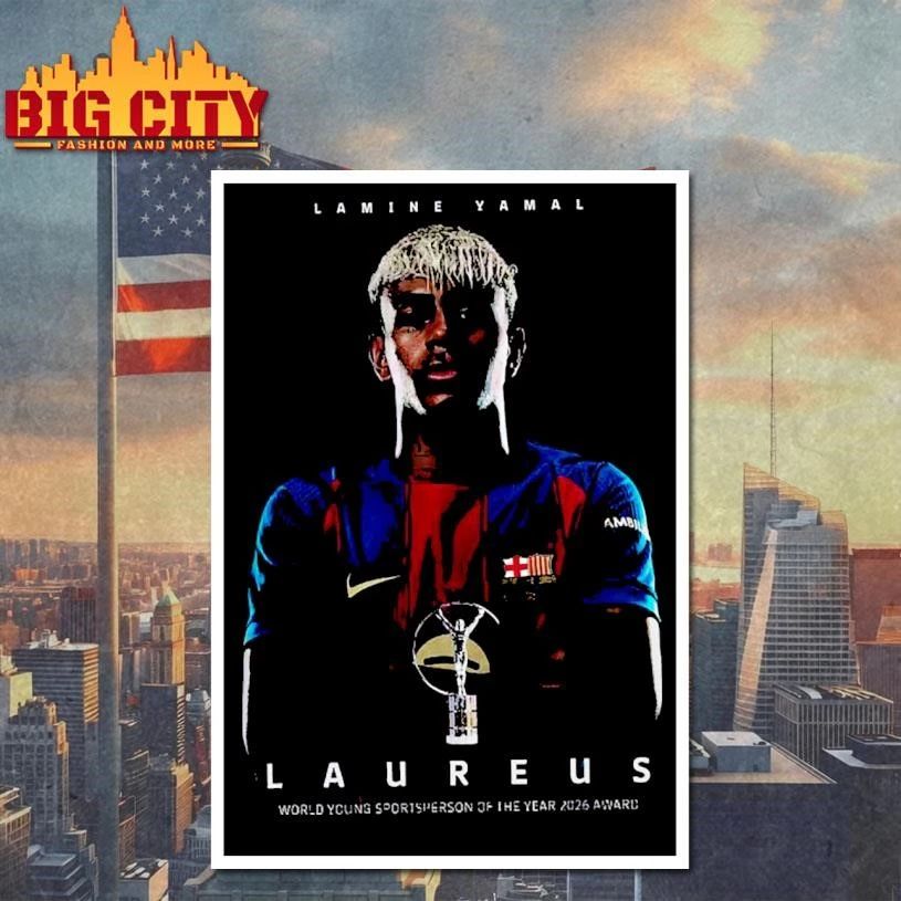 Lamine Yamal FC Barcelona x Laureus 2026 Congrats World Young Sportsman Of The Year 2026 Shirt
