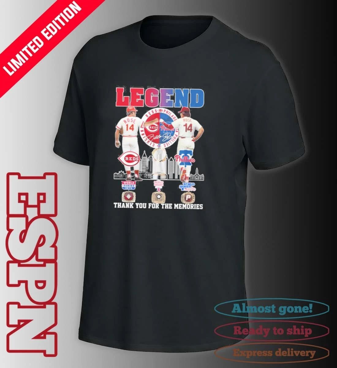 Legend Pete Rose Reds And Phillies Shirt