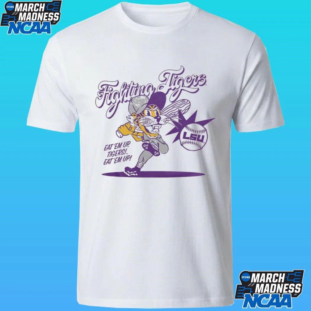 Fighting Tigers Lsu Baseball Eat Em Up Tigers Eat Em Up Lavender Ringer Shirt