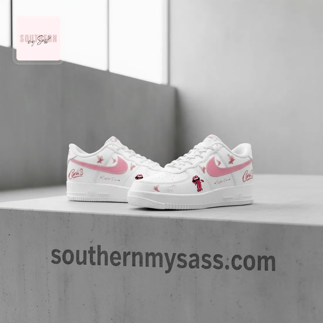Cardi B Personalized Pink Air Force 1 Sneakers