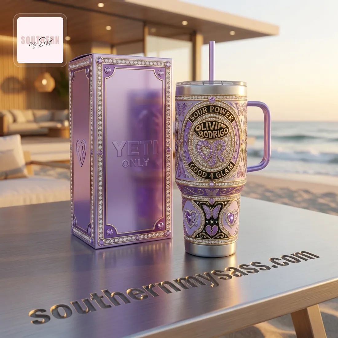 Olivia Rodrigo Sour Power Glam 40oz YETI Tumbler with Handle