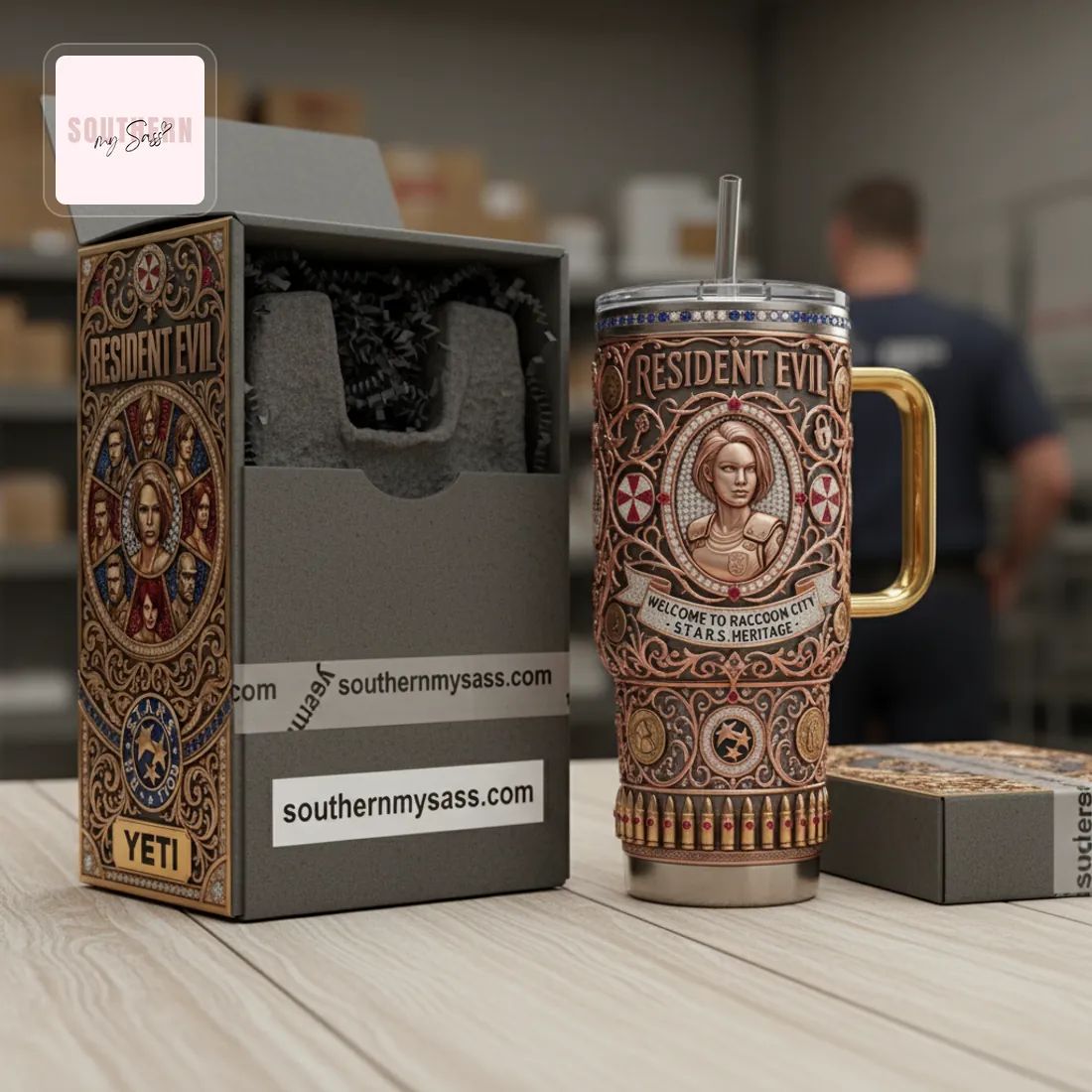 Resident Evil S.T.A.R.S. Heritage Premium Embossed 40oz Tumbler With Handle