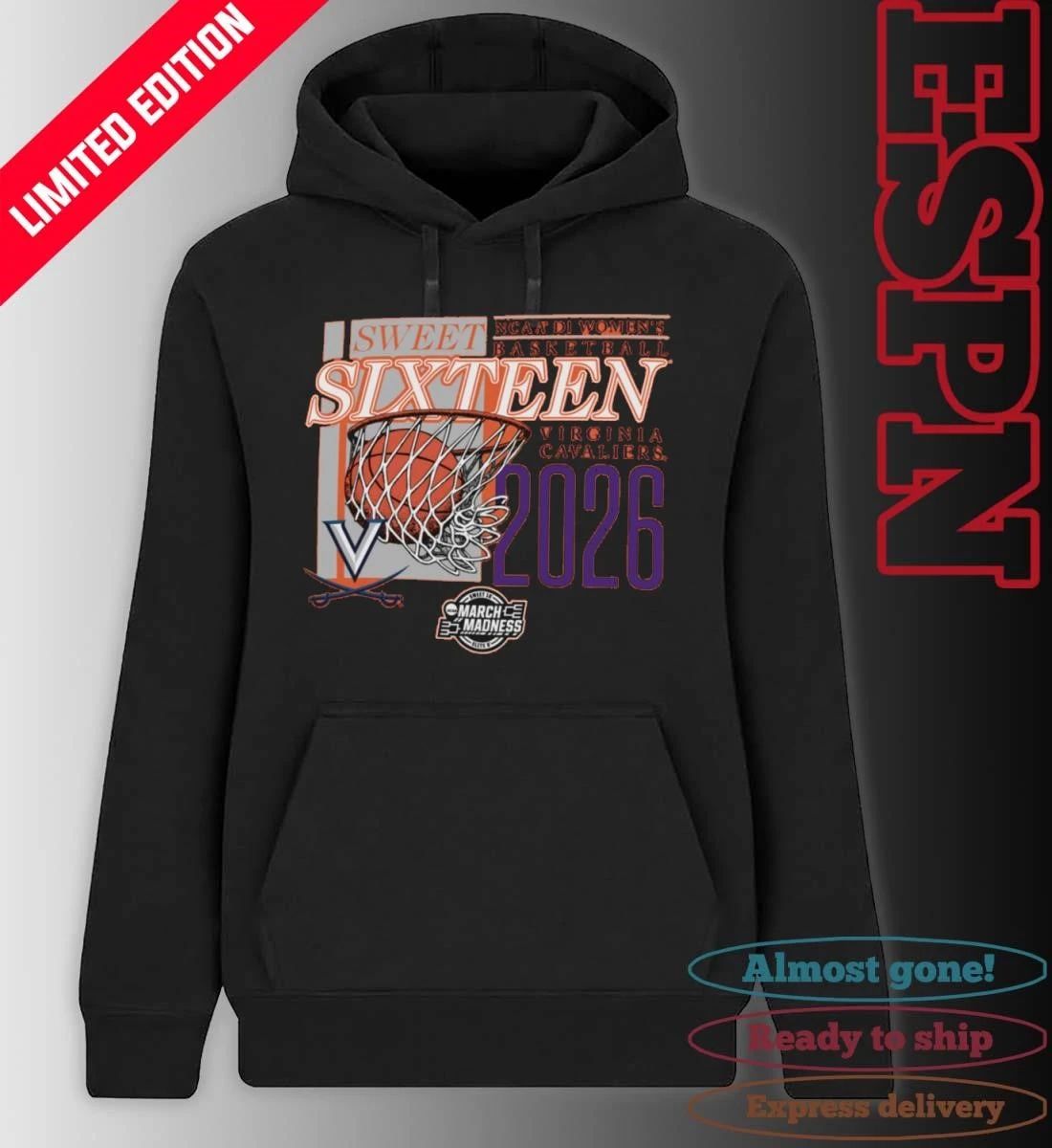 Virginia Cavaliers 2026 NCAA DI Women’s Basketball Sweet Sixteen – Sacramento Regional T-Shirt