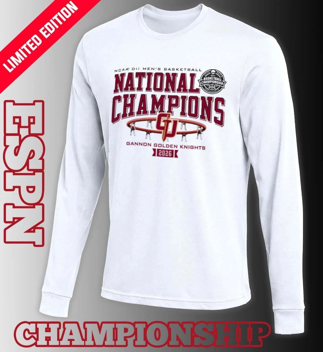 Gannon Golden Knights 2026 NCAA DII Men’s Basketball National Champions T-Shirt