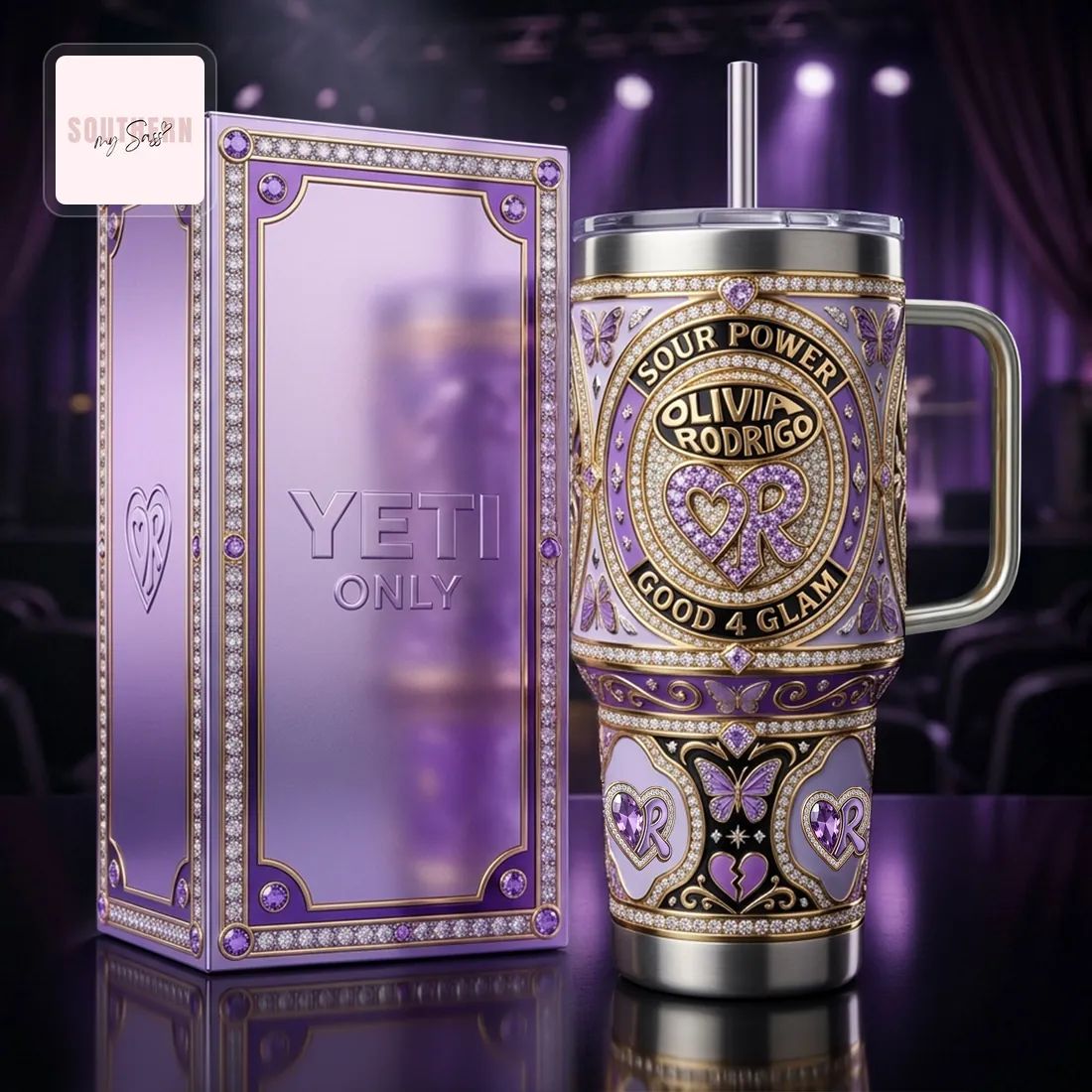 Olivia Rodrigo Sour Power Glam 40oz YETI Tumbler with Handle