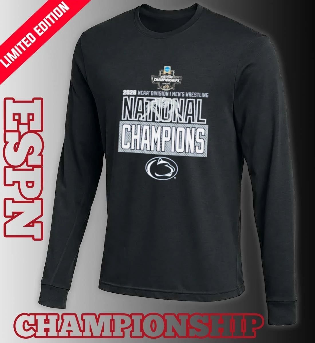 Penn State Nittany Lions 2026 NCAA DI Men’s Wrestling National Champions T-Shirt