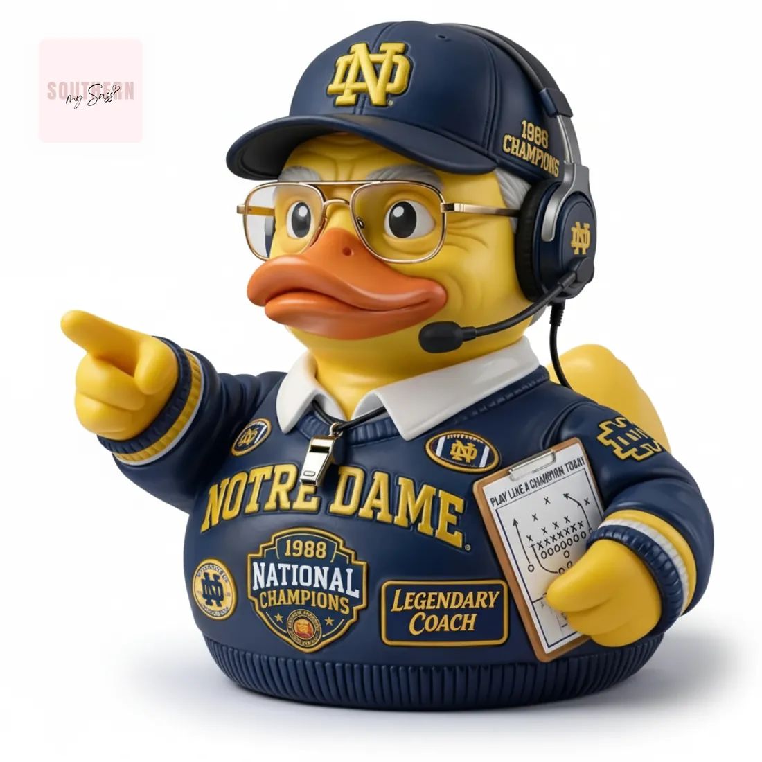 Notre Dame Lou Holtz 1988 National Champions Legendary Coach Rubber Duck