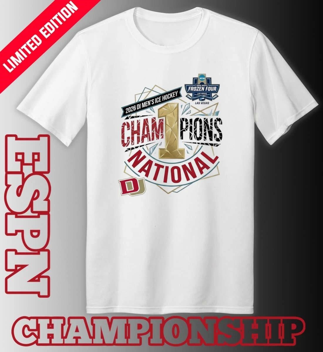 Denver Pioneers 2026 NCAA DI Men’s Ice Hockey Frozen Four National Champions Las Vegas T-Shirt