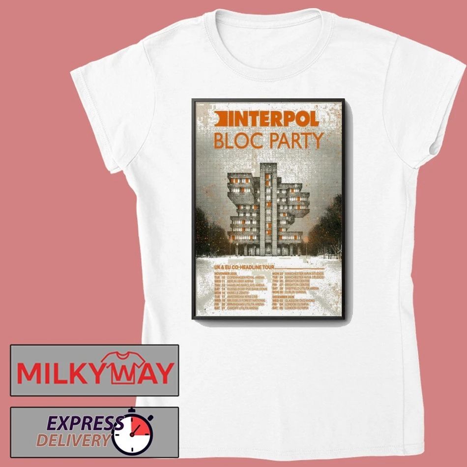 Interpol Uk And EU CO-Headline 2025 Tour Bloc Party Poster shirt