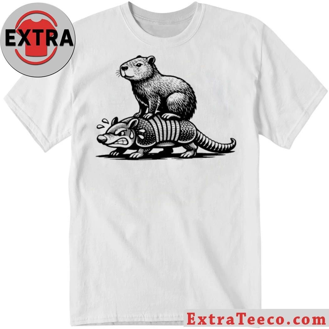 Capybara Riding Armadillo T-Shirt