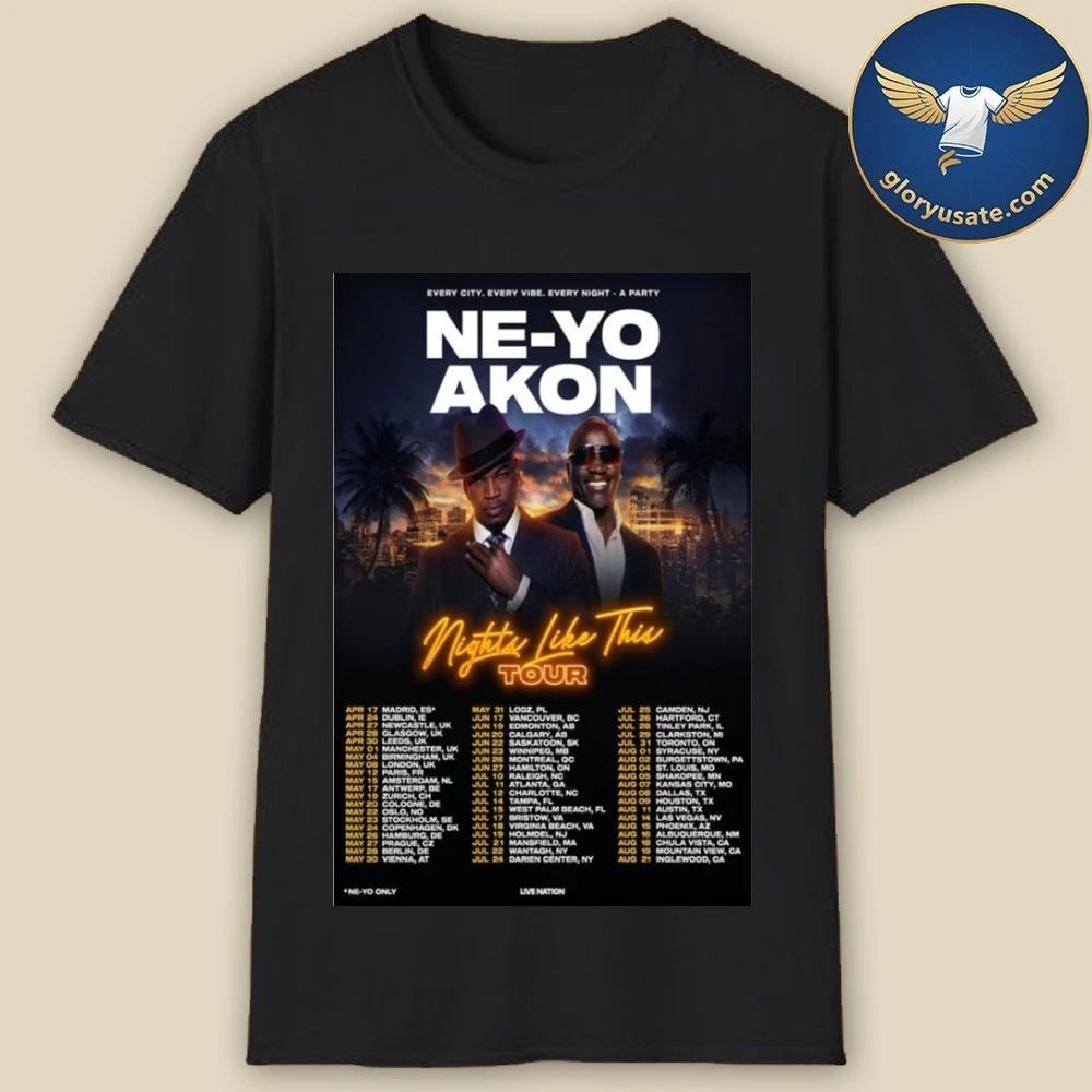 Ne-Yo Akon Nights Like This Tour 2026 Poster Shirt
