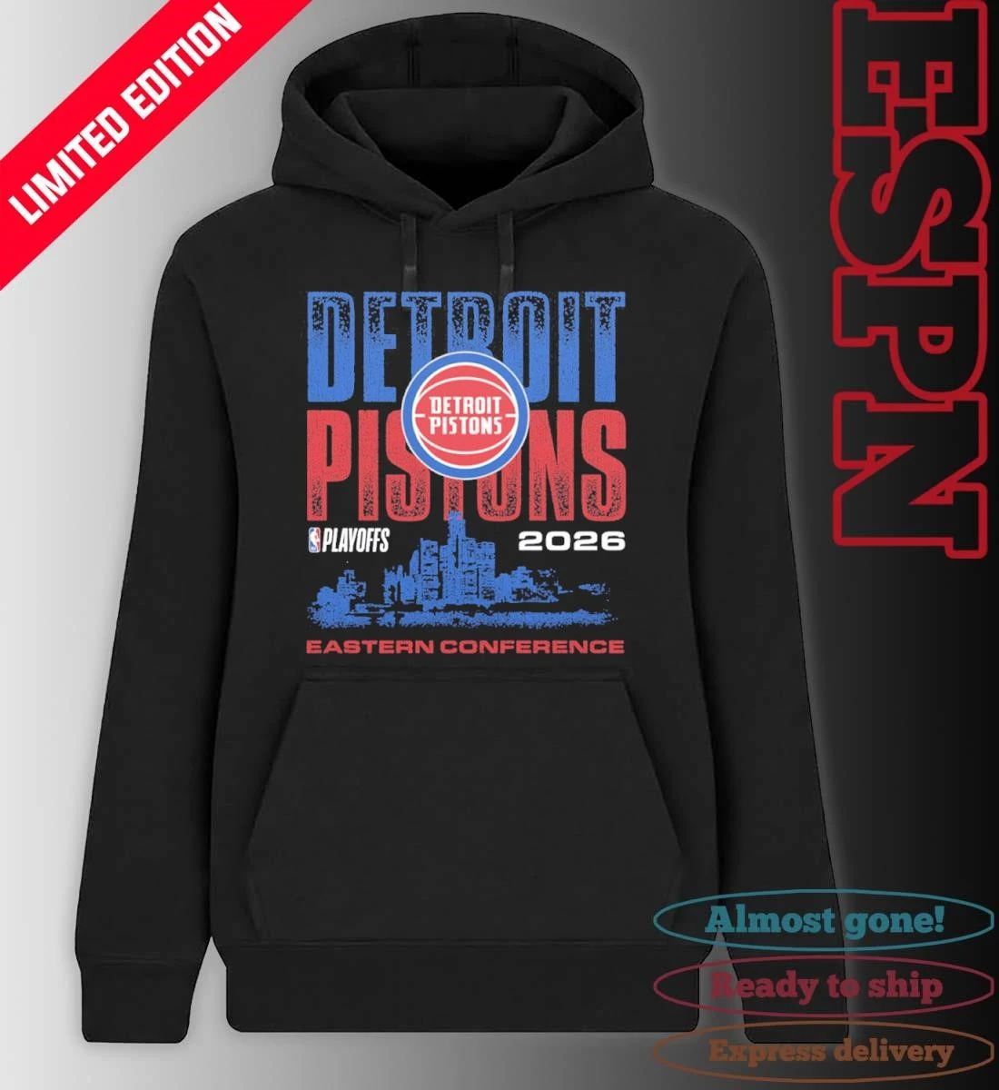 Detroit Pistons NBA Playoffs 2026 Skyline T-Shirt