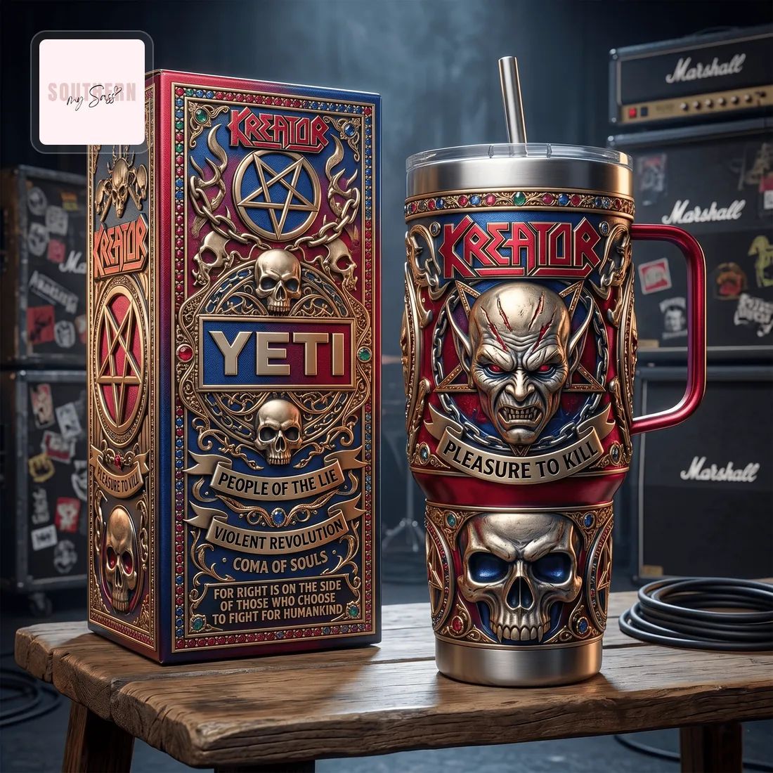 Kreator Thrash Metal Band 40oz Yeti Tumbler With Handle