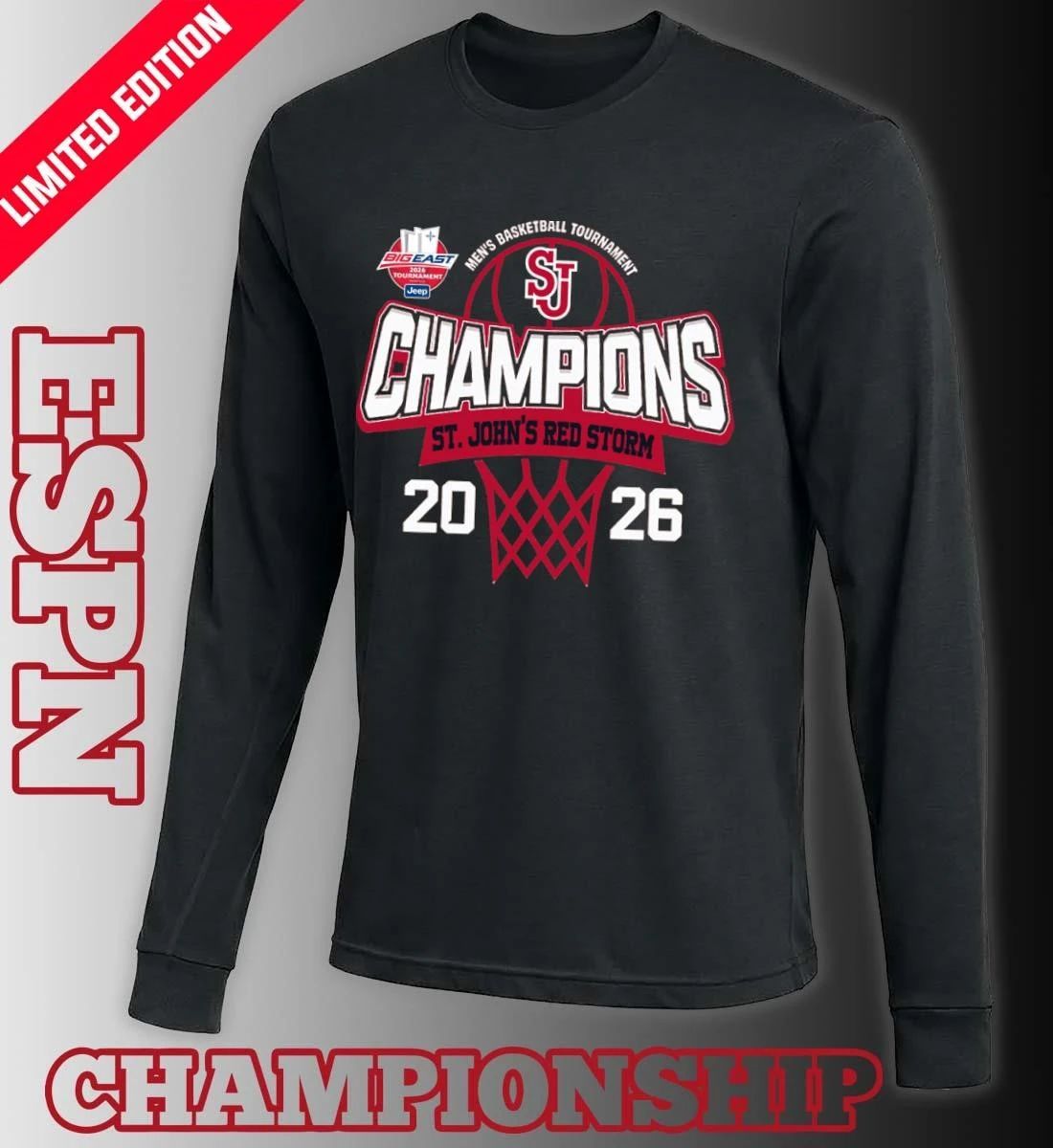 Big East Men’s Basketball Tournament 2026 Champions St. John’s Red Storm T-Shirt