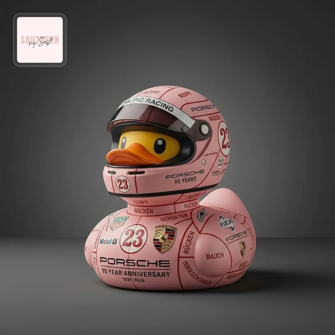 Porsche Pink Pig Racing #23 95 Year Anniversary 1931-2026 Rubber Duck