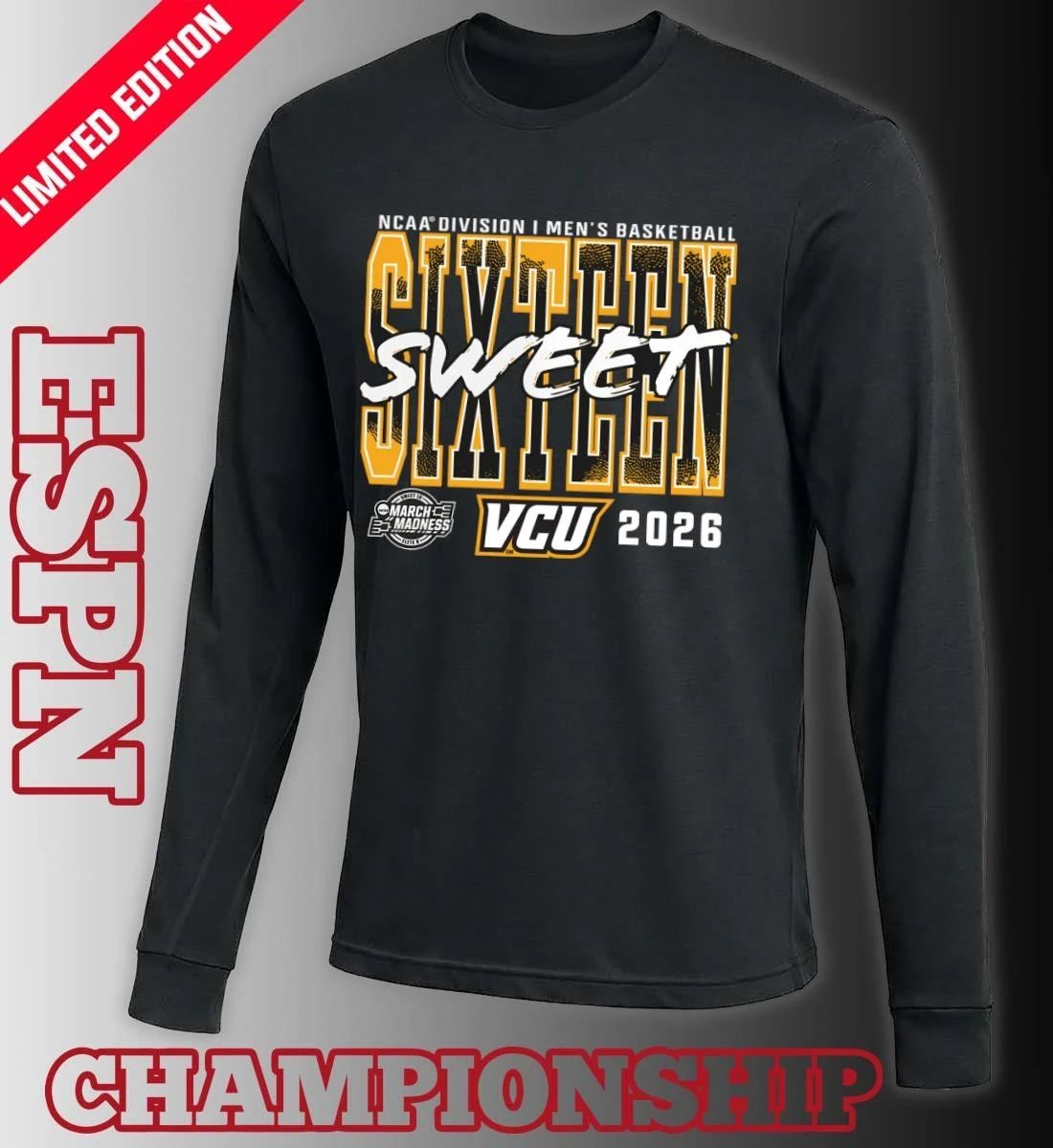 VCU Rams 2026 NCAA Men’s Basketball Tournament March Madness Sweet 16 T-Shirt
