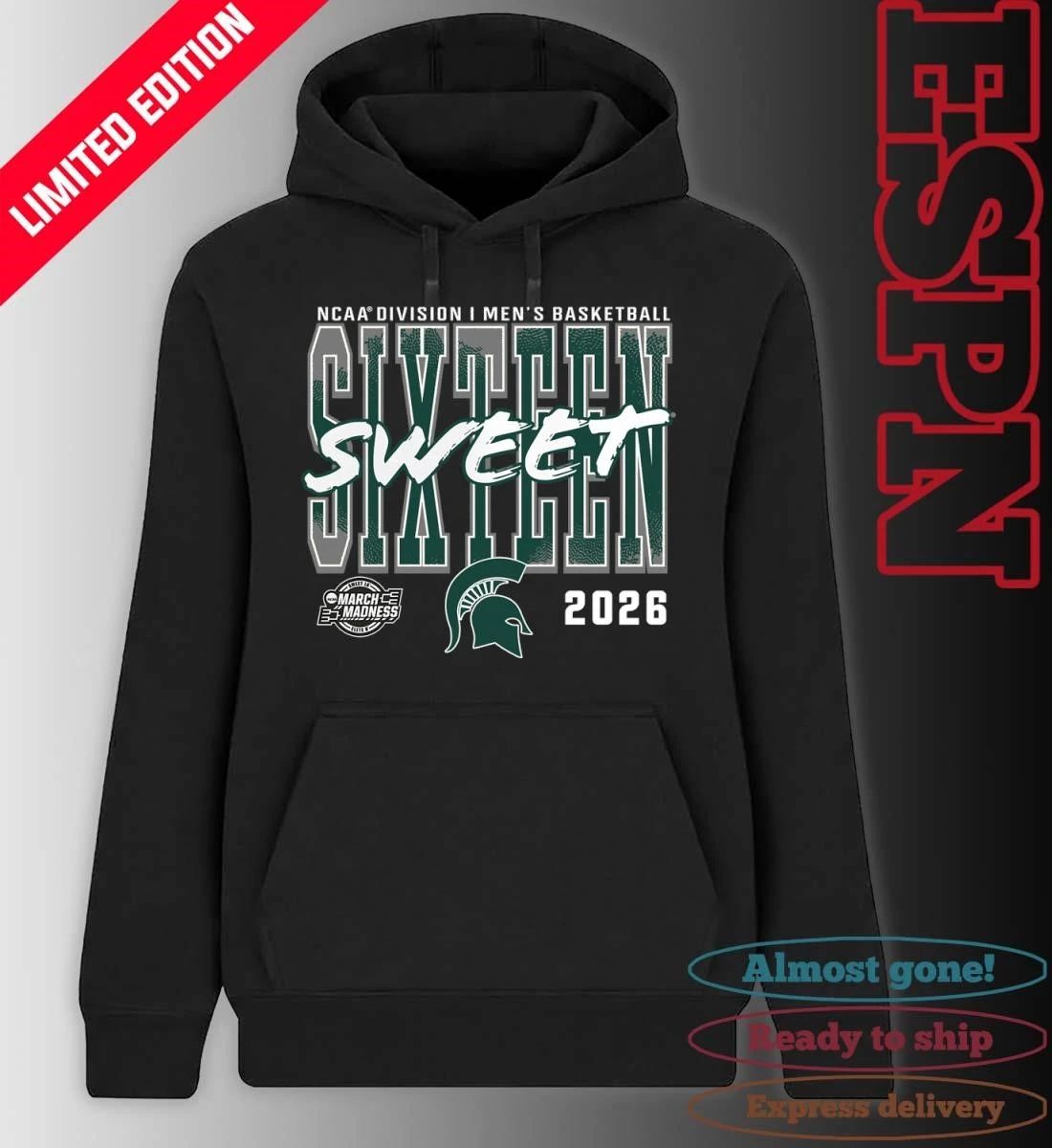 Michigan State Spartans 2026 NCAA Men’s Basketball Tournament March Madness Sweet 16 T-Shirt