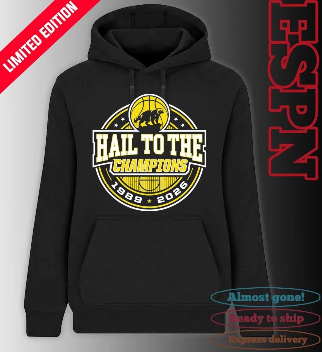 Michigan Wolverines Men’s Basketball Hail To The Champions 1989 2026 T-Shirt