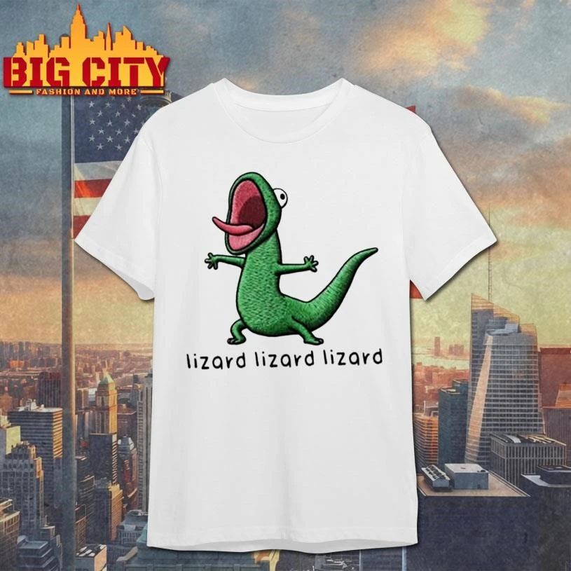 Screaming Green Lizard Embroidery Style Funny Shirt