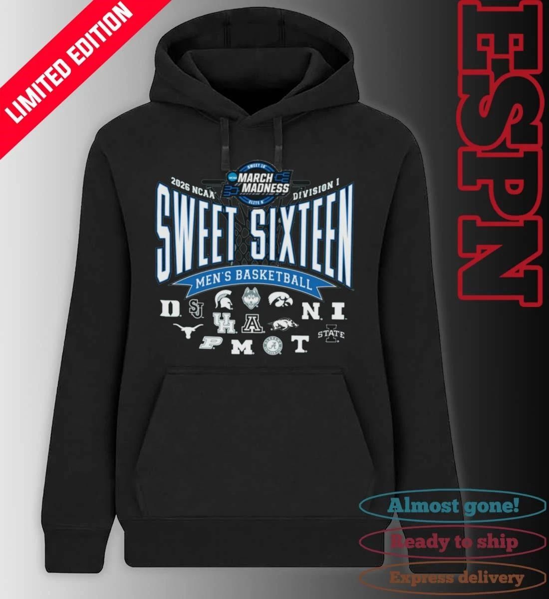 2026 NCAA DI Men’s Basketball Tournament Sweet Sixteen Teams Shirt