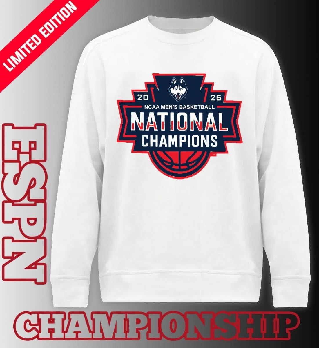 UConn Huskies 2026 NCAA DI Men’s Basketball National Champions Official Logo T-Shirt