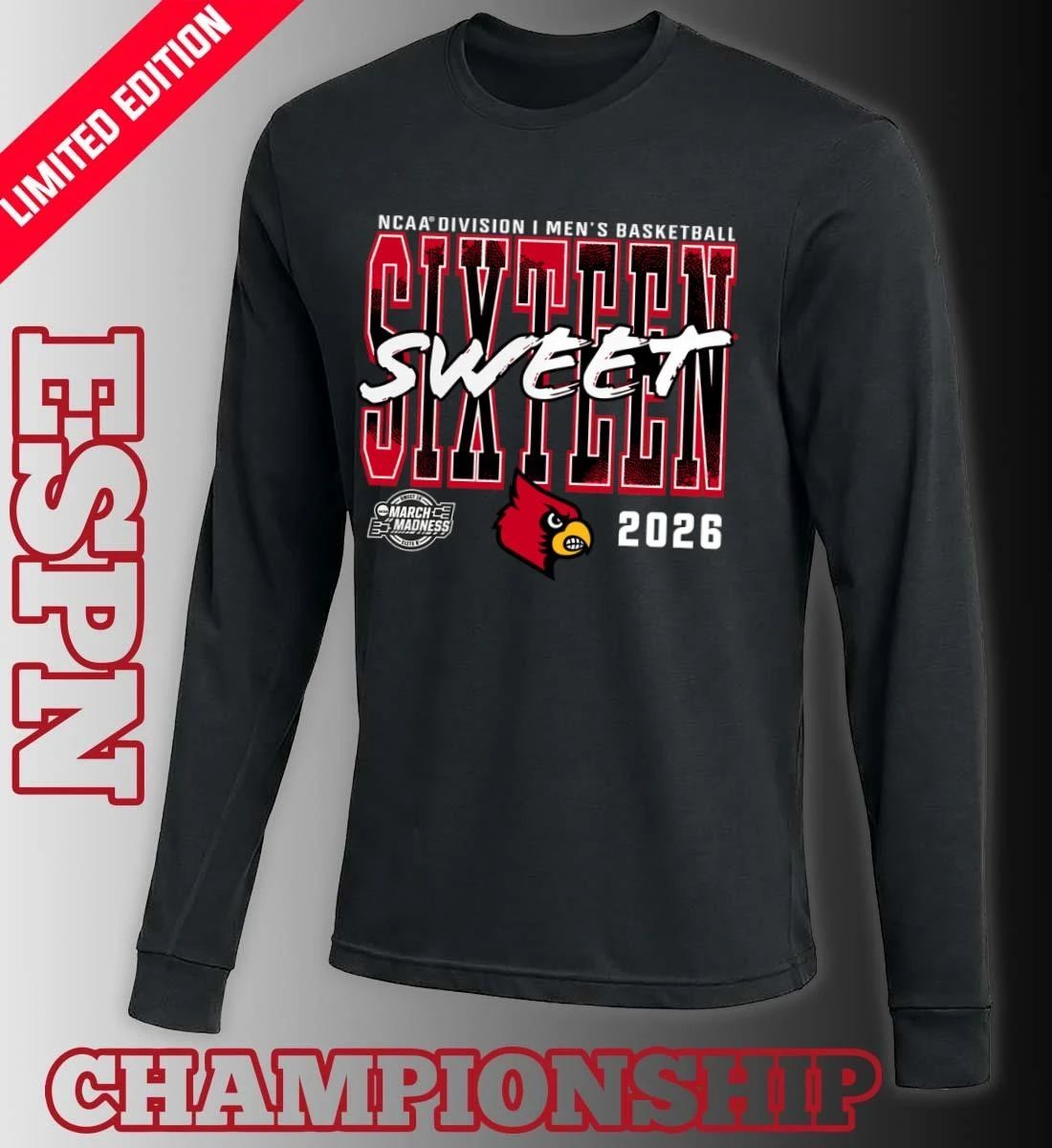 Louisville Cardinals 2026 NCAA Men’s Basketball Tournament March Madness Sweet 16 T-Shirt