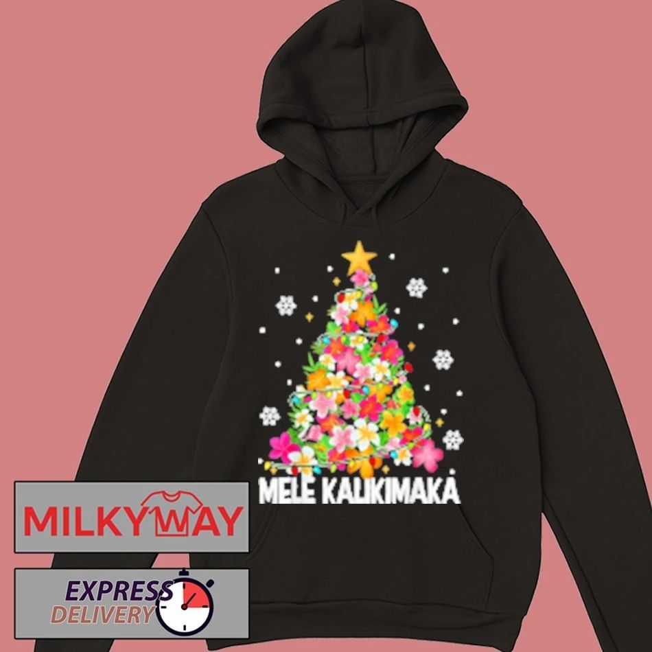 Hawaiian Floral Christmas Tree Mele Kalikimaka Tropical Xmas Shirt