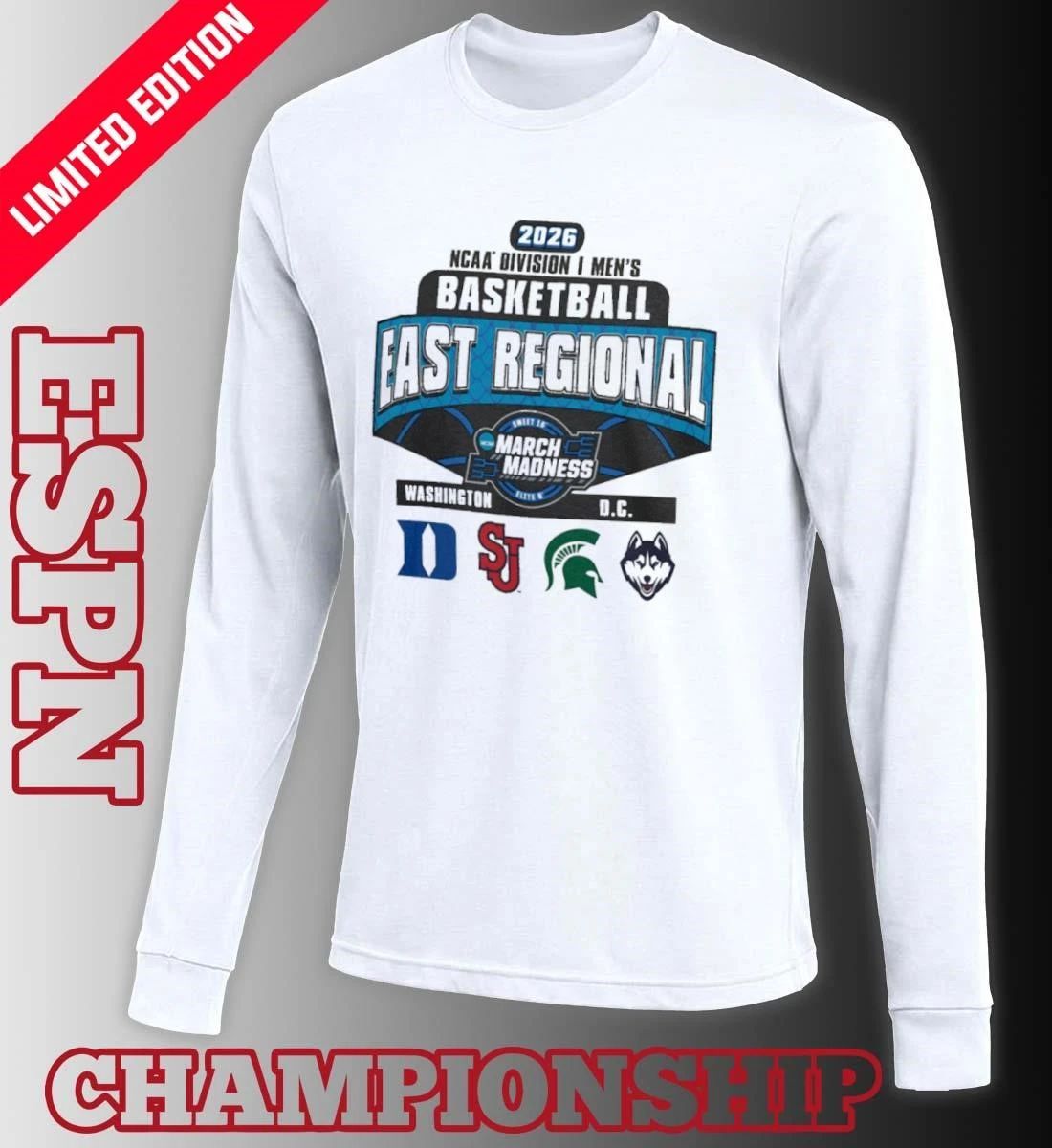 4 Team 2026 NCAA DI Men’s Basketball East Regional Washington, DC T-Shirt