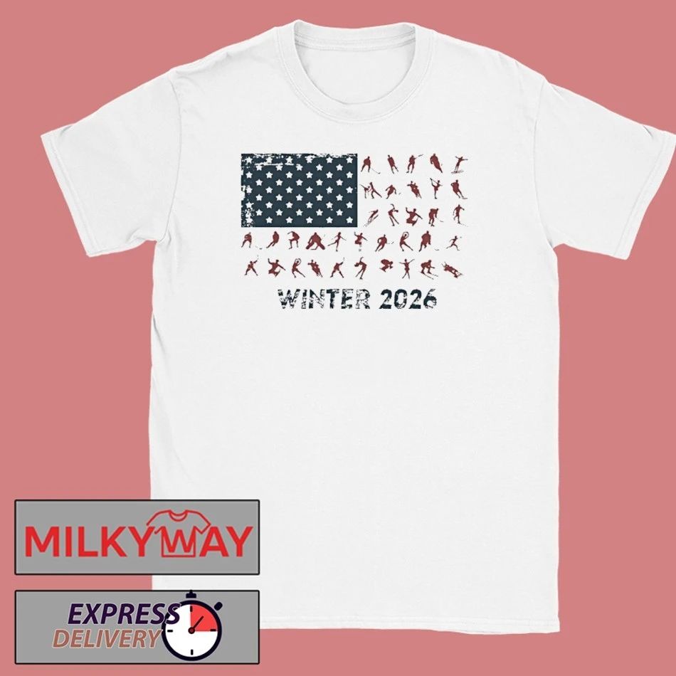 Usa Winter Sports American Skiing 2026 Flag Shirt