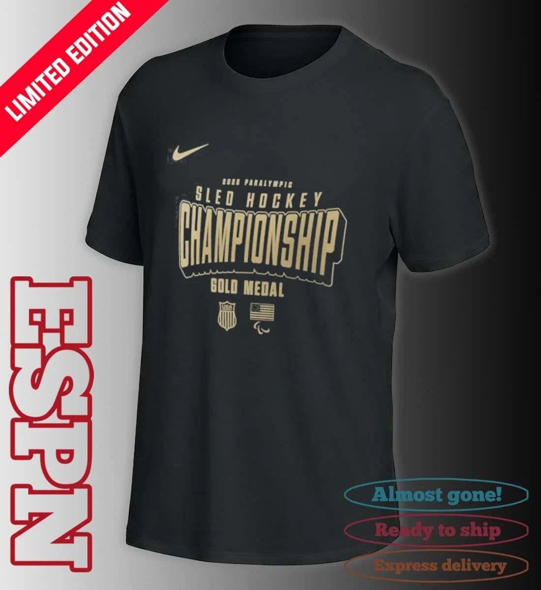 US National Sled Hockey 2026 Winter Olympics Gold Medal Champions T-Shirt