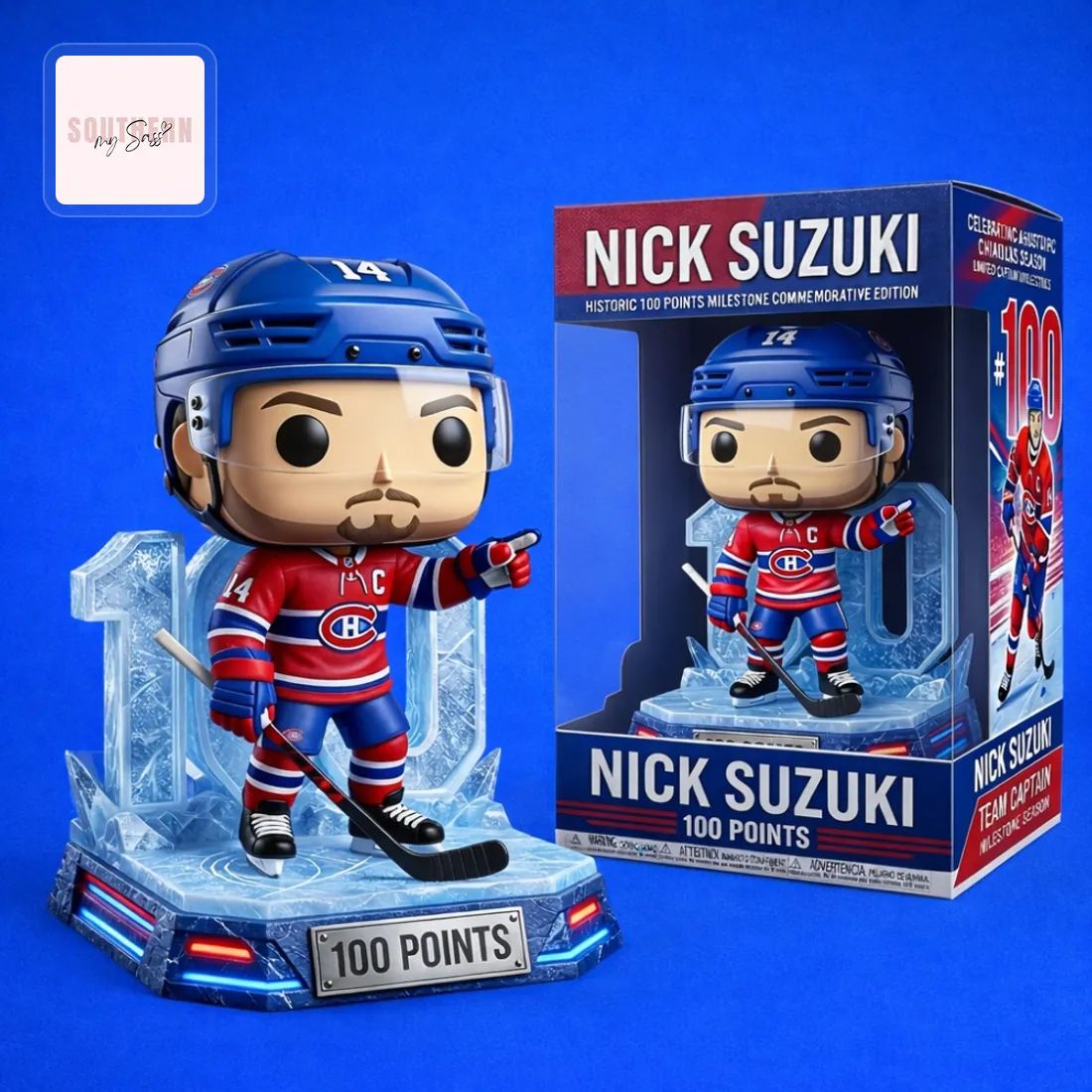 Nick Suzuki Montreal Canadiens 100 Points Milestone Commemorative Pop Figure Doll
