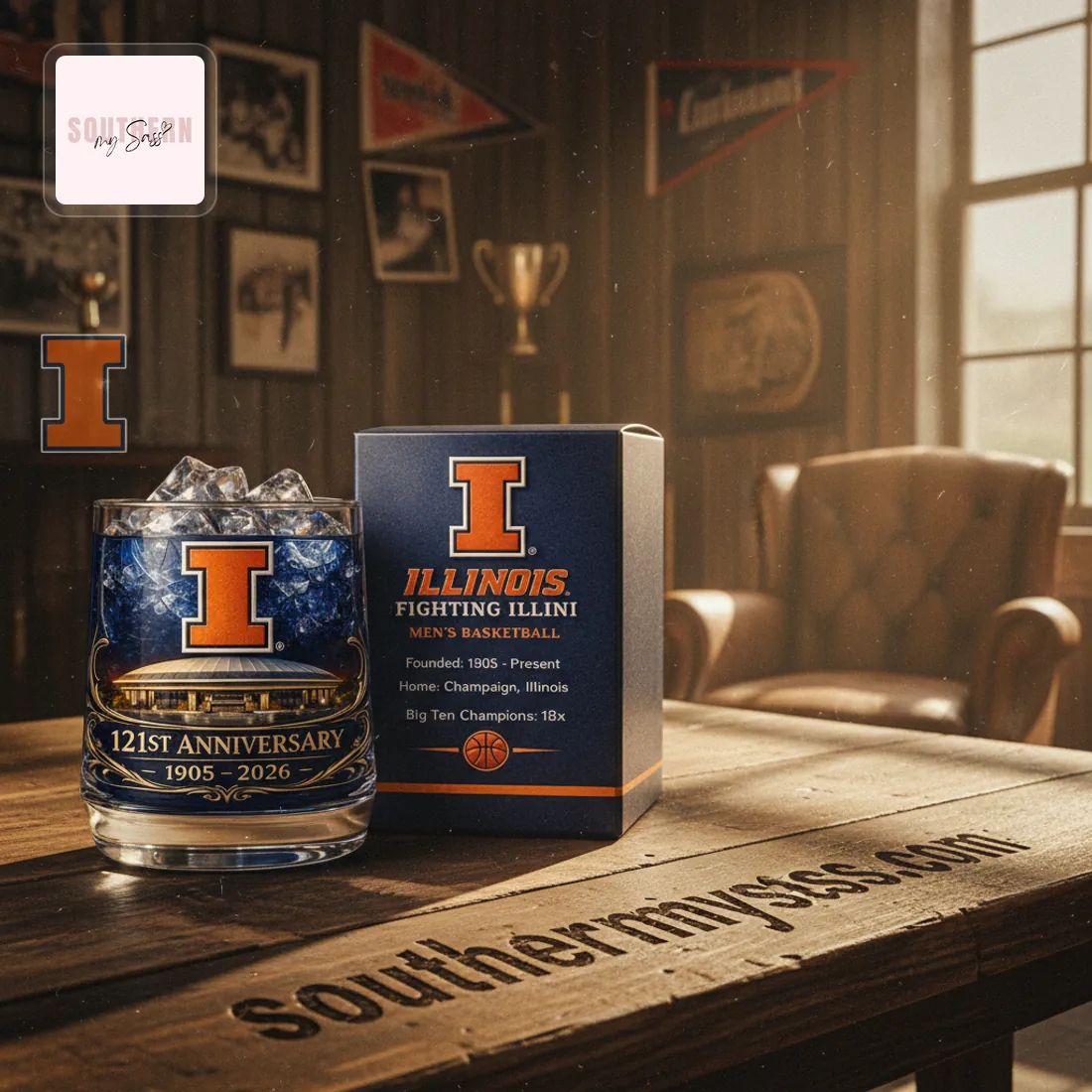 Illinois Fighting Illini Men’s Basketball 121st Anniversary Whiskey Glass