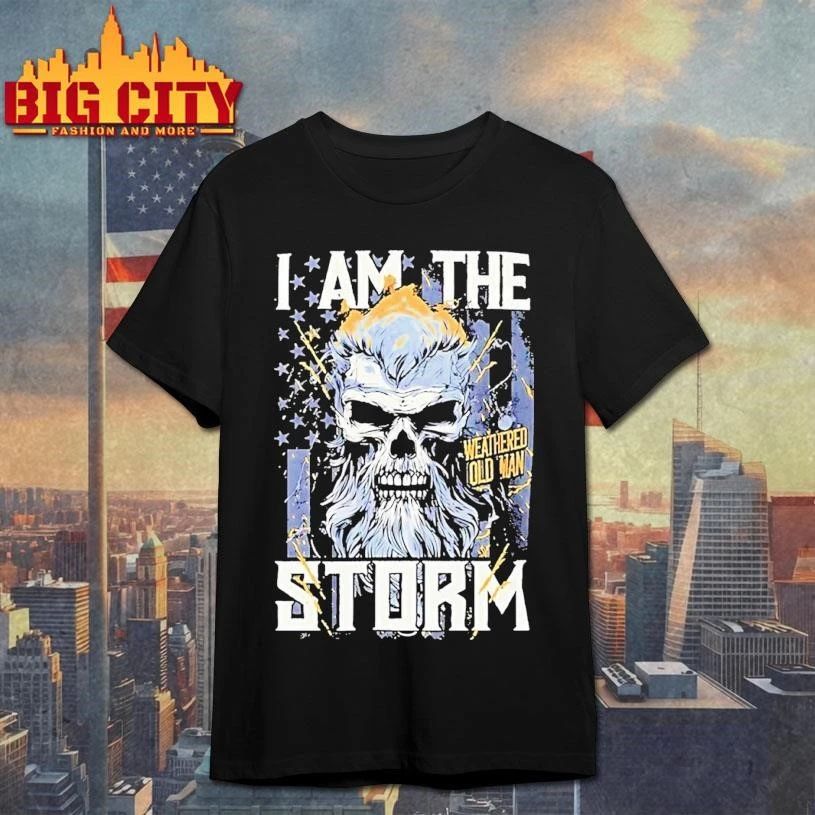 Weathered Old Man I Am The Storm Skull Shirt