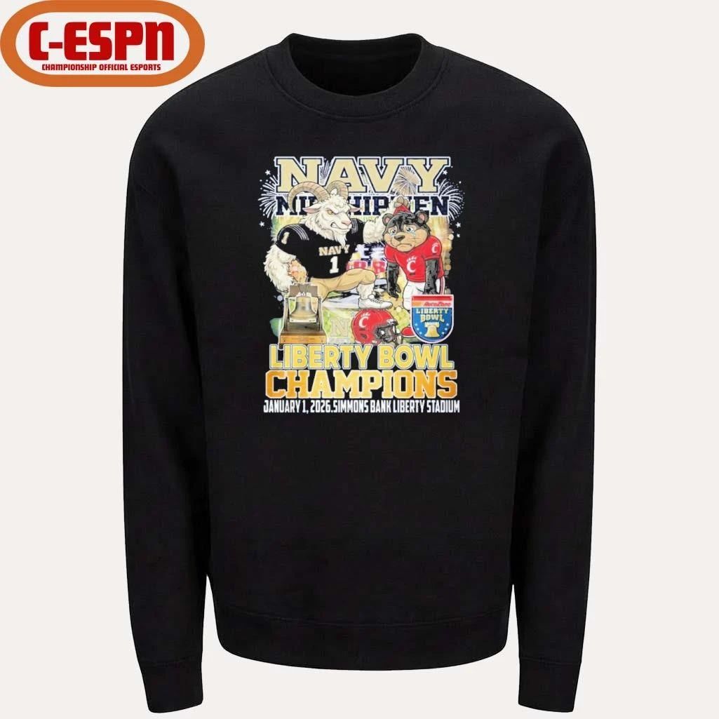Navy Midshipmen Mascot Liberty Bowl Champions 2026 Shirt