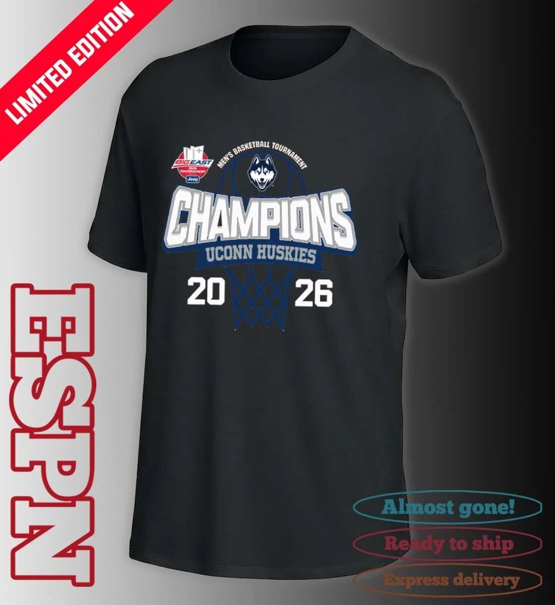 Big East Men’s Basketball Tournament 2026 Champions Uconn Huskies T-Shirt