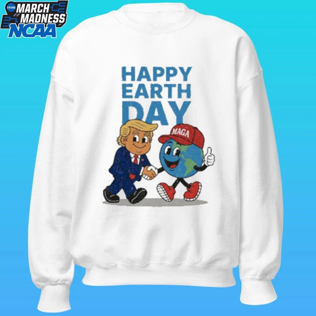 Trump And Maga Earth Shake Hands Happy Earth Day Shirt