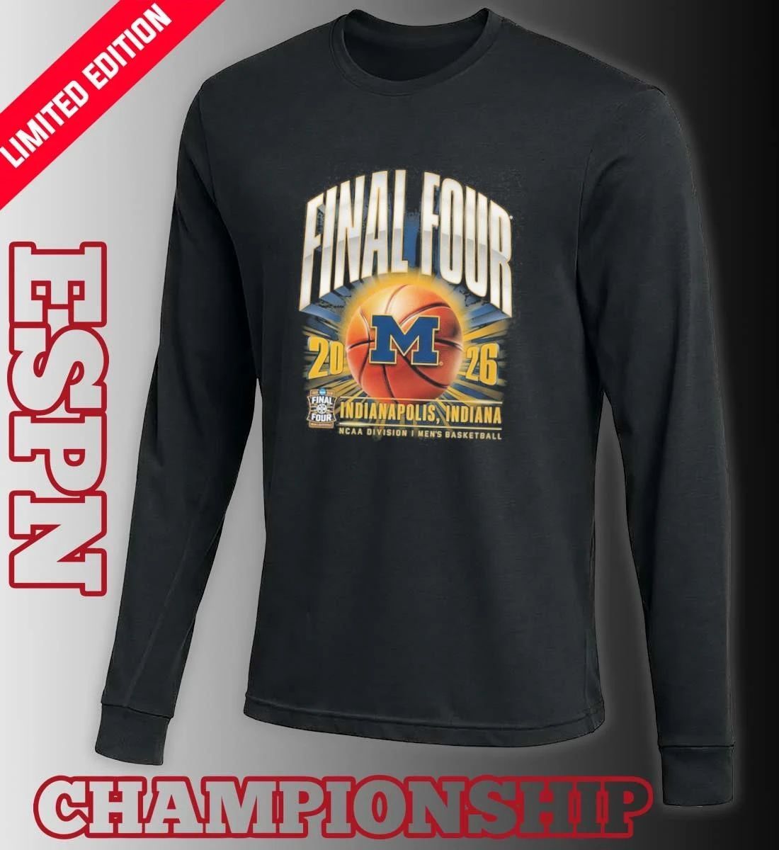 Michigan Wolverines 2026 NCAA Men’s Basketball Tournament March Madness Final Four Vintage T-Shirt