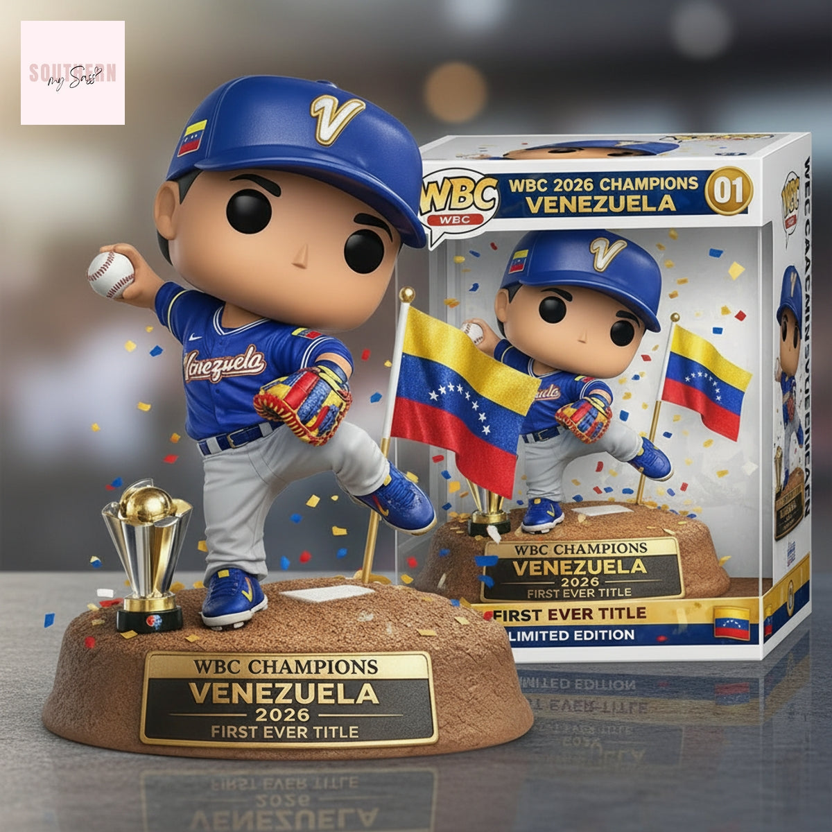 Venezuela 2026 First Ever Title WBC Baseball Champions Pop Figure Doll