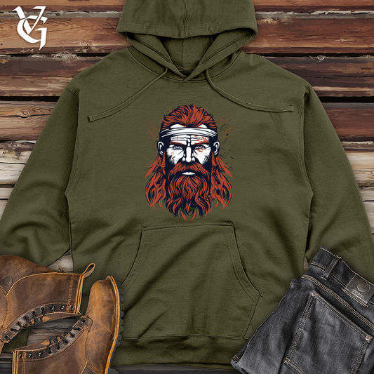 Red Viking Warrior Midweight Hooded Sweatshirt