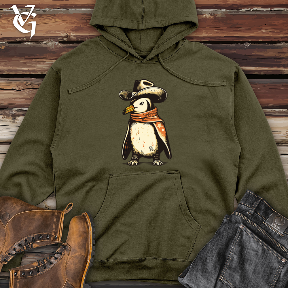 Retro Cowboy Penguin 01 Midweight Hooded Sweatshirt