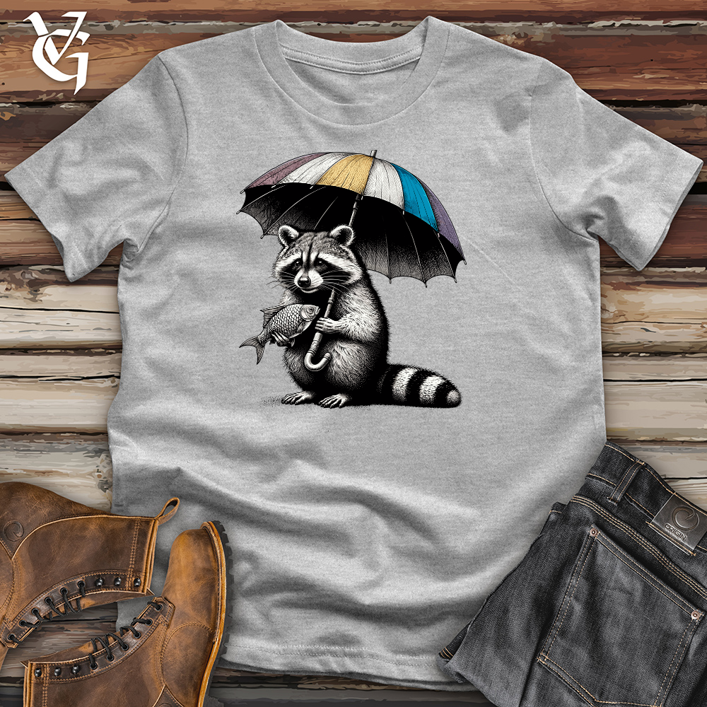 Raccoon is Holding The Umbrella Cotton Tee