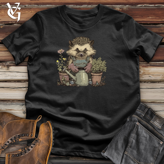 Hedgehog Gardener Portrait Cotton Tee