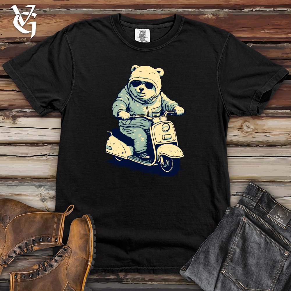 Retro Scooting Bear Heavy Cotton Comfort Colors Tee