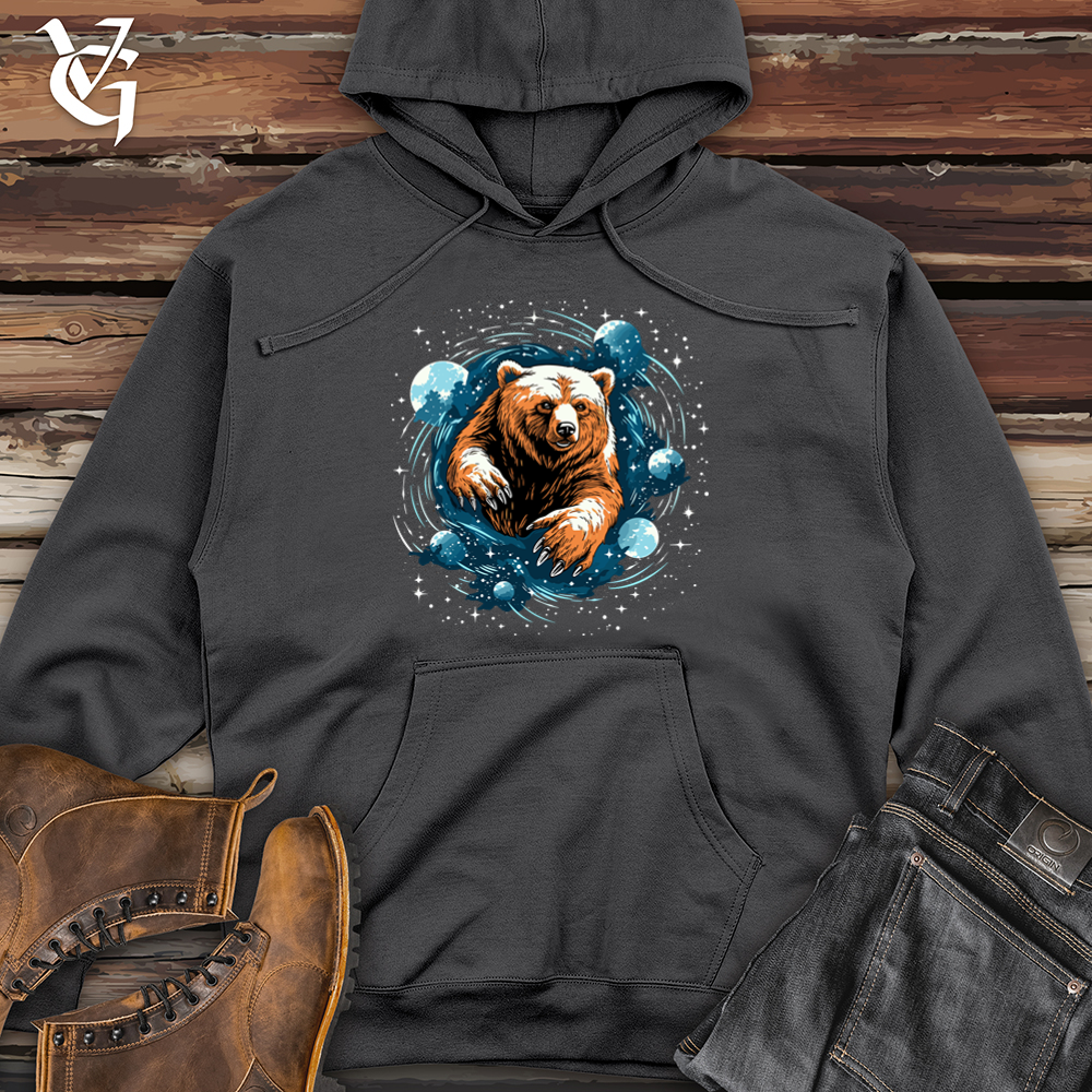 Retro Cosmic Flight Bear Midweight Hooded Sweatshirt