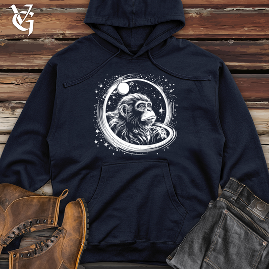 Retro Cosmic Monkey Midweight Hooded Sweatshirt
